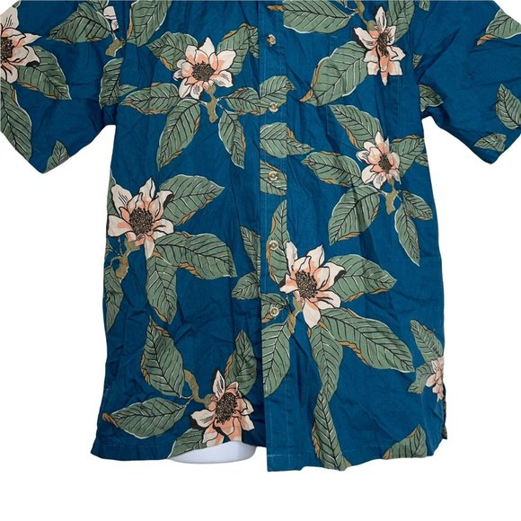 Cooke Street Vintage Y2K Blue Floral Leaf Hawaiian Button Front Shirt L - Picture 3 of 10